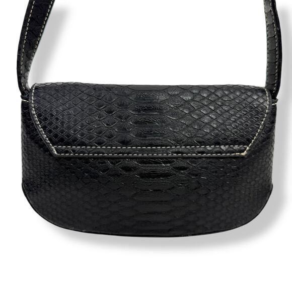 Y2K TOMMY HILFIGER black snakeskin super mini shoulder bag - Picture 3 of 14